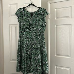 Banana Republic, Floy dress green and navy blueprint size 12.